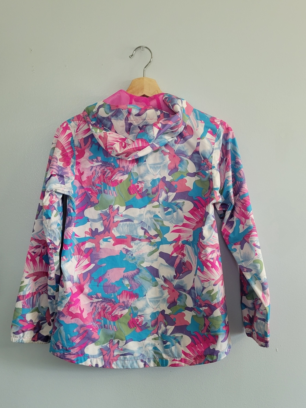 EUC The North Face Girls' Zipline Hooded Rain Jacket SZ Girls M Floral Camo - Picture 3 of 15